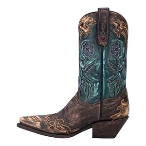 DAN POST distressed "Vintage Bluebird" cowgirl boots snip toe sz 9 style#DP3544